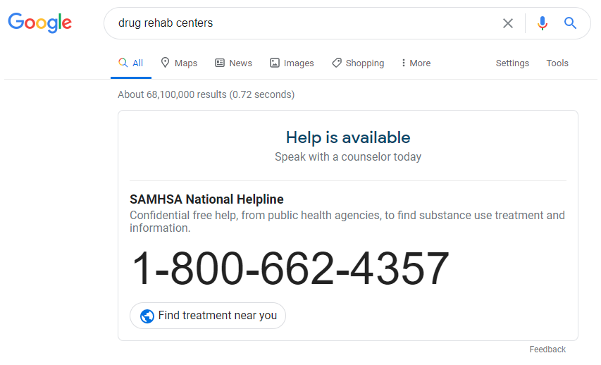 SAMSHA hotline desktop
